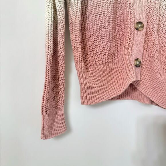 Women's Pink and Cream Cardigan Sweater - Picture 5 of 11